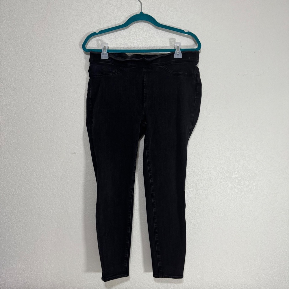 J Crew Pull On Toothpick Jeans Black Denim Elastic Waist Women Size 32